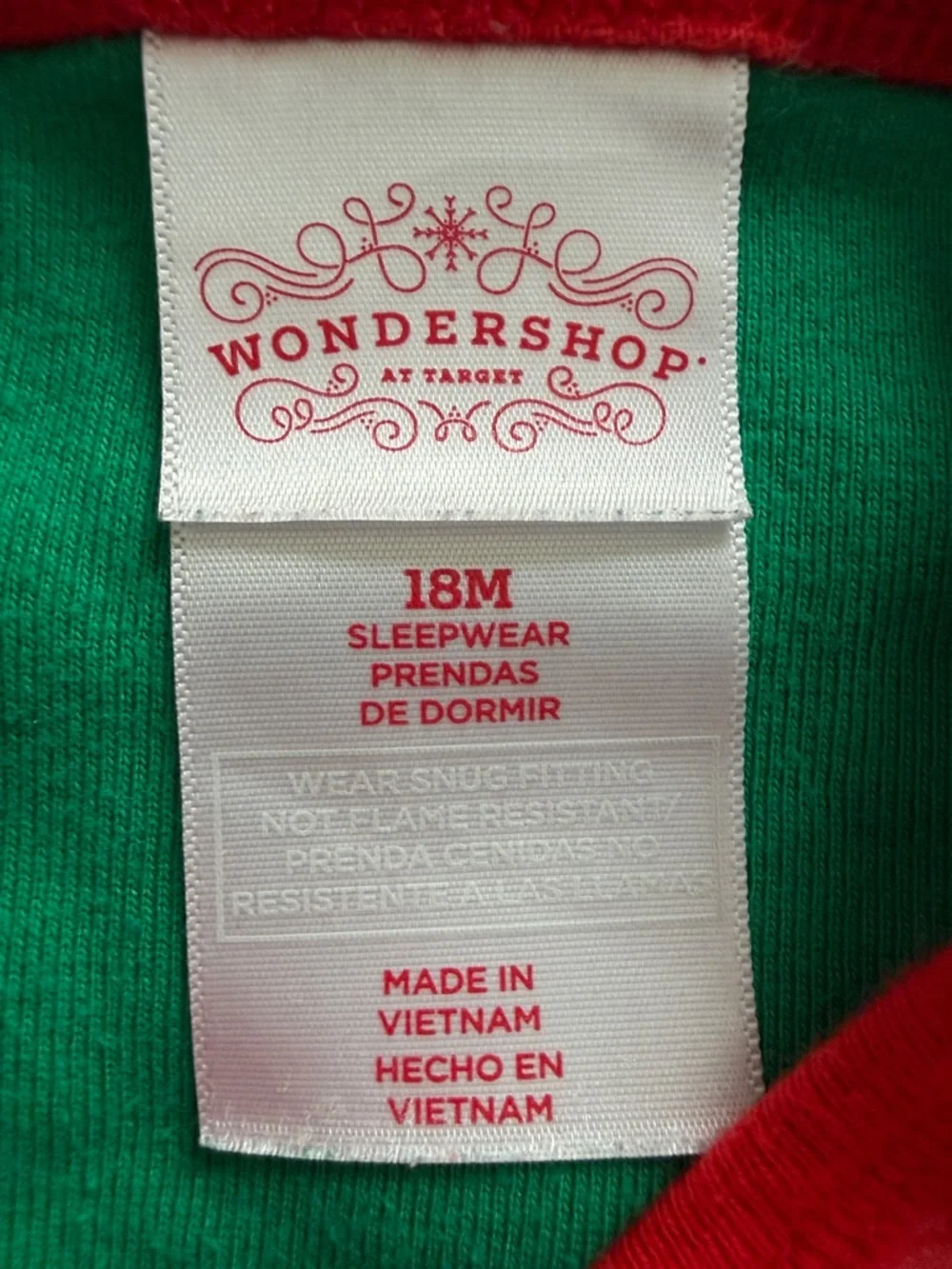 Wondershop Green & Red Elf Pajama Set 12-18months